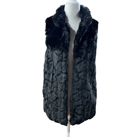 NEW Love Tree Womens S Black Faux Fur Vest Plush Soft Winter Outerwear Cozy Coat - Picture 7 of 15